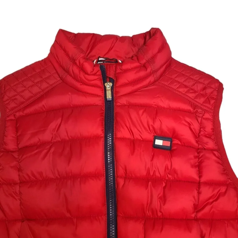 NEW TOMMY HILFIGER SPORT VEST Red Full Zip Front puffer sz L Large NEW